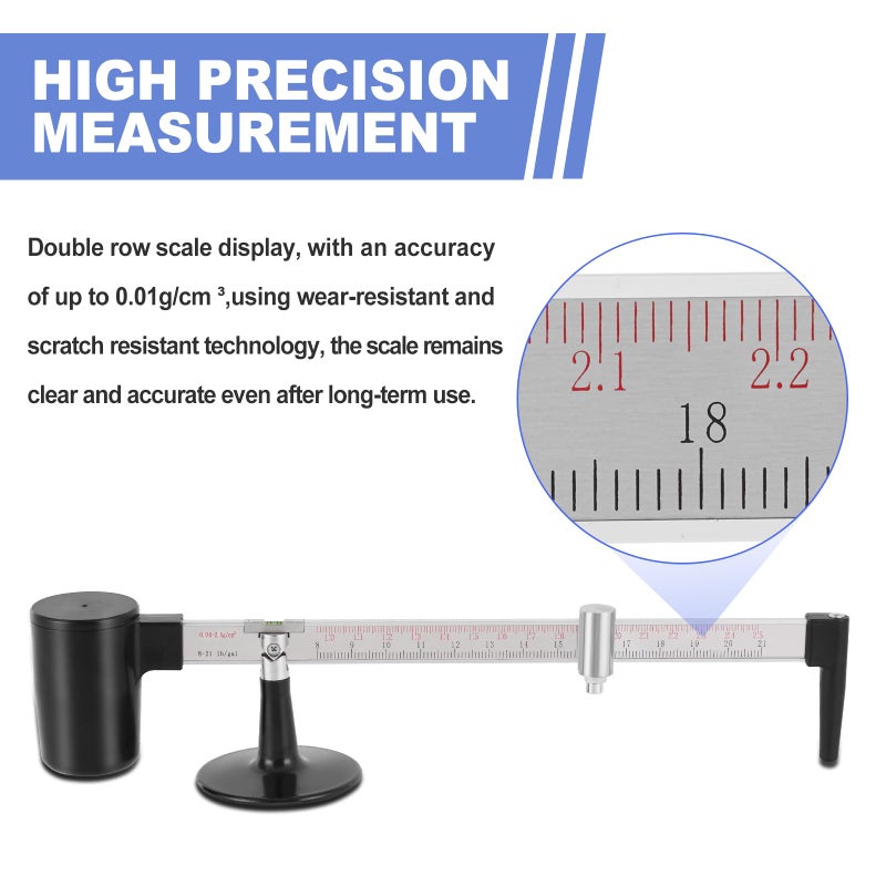 YUCHENGTECH Mud Hydrometer Mud Scale Liquid Densimeter Hydrometer Mud Gravity Balance Hydrometer with Measuring Range 0.96-2.5g/cmÂ³ Measuring Accuracy 0.01g/cmÂ³ - Image 4
